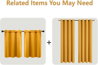 Mrs.Naturall Yellow Kitchen Window Curtains Over Sink,Blackout 45 Inch Length Cafe Curtain Blinds for Sunflower & Lemon Kitchen Decor