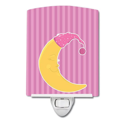 Caroline's Treasures BB8623CNL Baby Girl Moon Ceramic Night Light Compact, UL-Certified, Ideal for Bedroom, Bathroom, Nursery, Hallway, Kitchen, 6x4x3, Multicolor