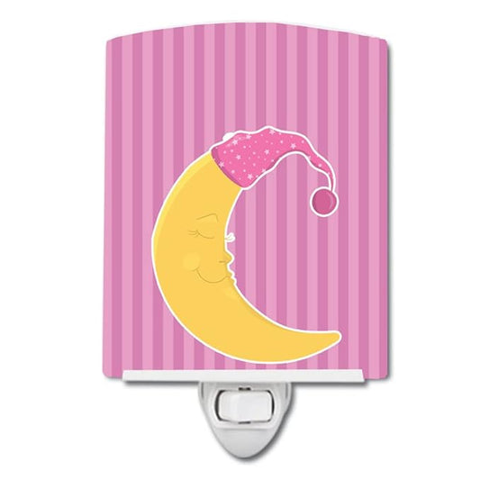 Caroline's Treasures BB8623CNL Baby Girl Moon Ceramic Night Light Compact, UL-Certified, Ideal for Bedroom, Bathroom, Nursery, Hallway, Kitchen, 6x4x3, Multicolor