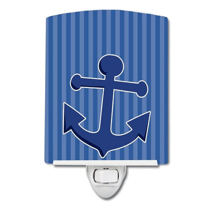 Caroline's Treasures BB8886CNL Nautical Anchor Ceramic Night Light Compact, UL-Certified, Ideal for Bedroom, Bathroom, Nursery, Hallway, Kitchen, 6x4x3, Multicolor