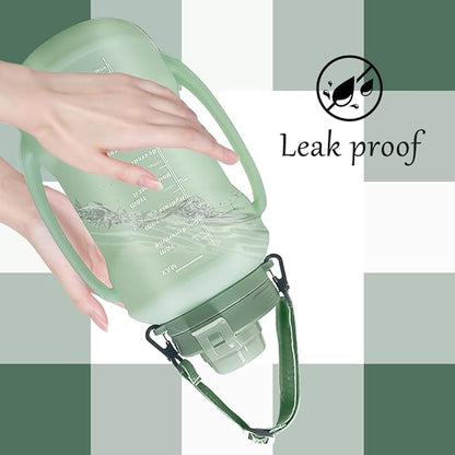 64oz Foldable Silicone Water Cups with Straw, BPA Free, for Outdoor Sports Water Bottle (Green)