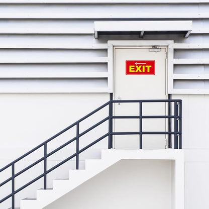 Bright Colored Exit Sign Stickers - 4 Pack 12" × 6" - Self Adhesive Vinyl Exit Signage Waterproof and Fade Resistance for Office Workplace School Indoor & Outdoor Guidelines