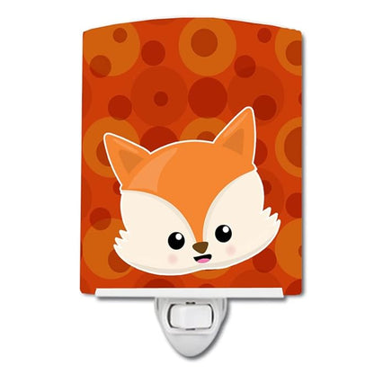Caroline's Treasures BB7089CNL Baby Fox Face Polkadots Ceramic Night Light Compact, UL-Certified, Ideal for Bedroom, Bathroom, Nursery, Hallway, Kitchen, 6x4x3, Multicolor