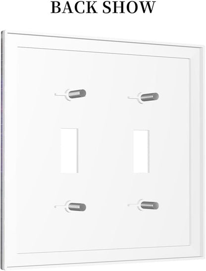 ABC Outer Space Double Toggle Light Switch Cover Decorative Alphabet Galaxy Boys Educational 2 Gang Wall Plate Electrical Faceplate Switchplate for Kidroom Nursery Boyroom Living Room Decor