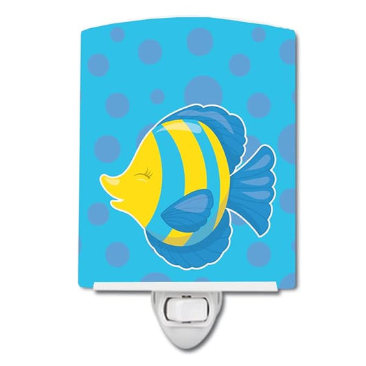 Caroline's Treasures BB8952CNL Fish Tropical Fish Ceramic Night Light Compact, UL-Certified, Ideal for Bedroom, Bathroom, Nursery, Hallway, Kitchen, 6x4x3, Multicolor