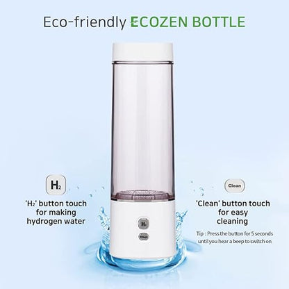 Advanced Portable Hydrogen-Rich Water Bottle, Platinum Titanium Electrode, Rechargeable 1,200mA Lithium-Ion Battery