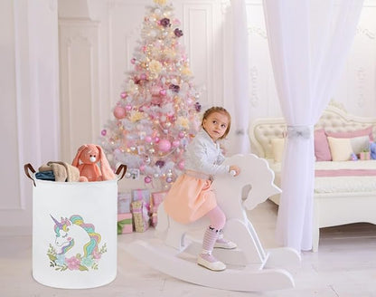 Unicorn Laundry Basket,Kids Unicorn Hamper for Girls Room Decor,Baby Girls Dirty Clothes Hamper,Nursery Hamper for Bedroom Decor,Gift Basket(Colorful Unicorn)