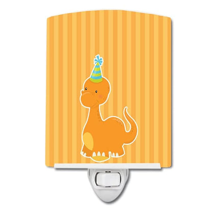 Caroline's Treasures BB8927CNL Dinosaur Orange Ceramic Night Light Compact, UL-Certified, Ideal for Bedroom, Bathroom, Nursery, Hallway, Kitchen, 6x4x3, Multicolor