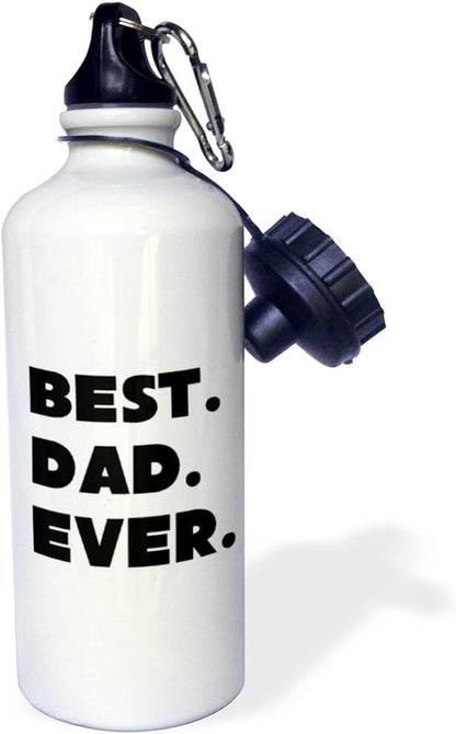 3dRose Best Dad Ever Typography-Sports Water Bottle, 21oz , 21 oz, Multicolor