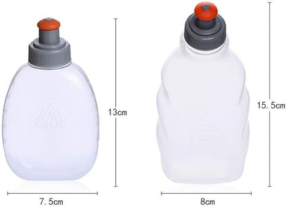 AONIJIE 2 Pcs Sports Collapsible Water Bottle BPA Free + 2 Pcs Replacement Straws Lid - TPU Soft Drink Water Kettle Foldable Flask for Hiking Bicycling Running Climbing (2pcs-170ML)