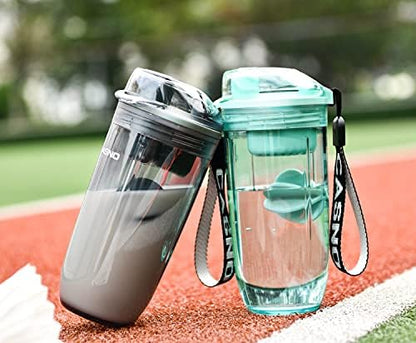 Protein Shaker Water Bottle BPA Free Drinking Bottle for Fitness Gym and Outdoor Sports Shaker Bottle with Lanyard, Green