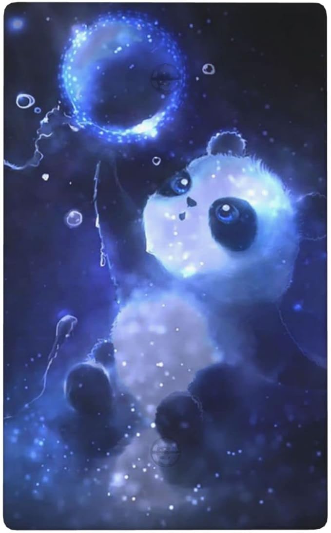 Cute Baby Panda Light Switch Cover Wall Plate Decorative 1 Gang Single Blank No Device Covers Blue for Farmhouses Kitchens Playrooms Bedrooms 2.76 x 4.5 in