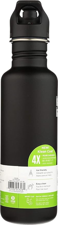Klean Kanteen Classic Stainless Steel Singel Wall Non-Insulated Water Bottle with Sport Cap