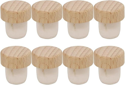 8-Piece Wine Bottle Stopper T-Shaped Bottle Stopper, Reusable Wine Bottle Stopper, Wooden And Rubber Bottle Stopper, Sealing Stopper, Beer Bottle Stopper Process, 1.2*0.86 inch