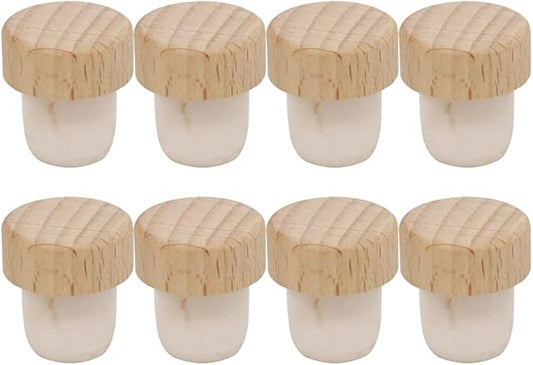 8-Piece Wine Bottle Stopper T-Shaped Bottle Stopper, Reusable Wine Bottle Stopper, Wooden And Rubber Bottle Stopper, Sealing Stopper, Beer Bottle Stopper Process, 1.2*0.86 inch