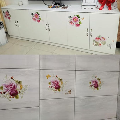 2 Sheet Lotus Flower Sticker Watercolor Flowers Wall Decals Floral Wall Stickers for Smooth Surface, Bathroom, Living Room, Bedroom and Girls Room