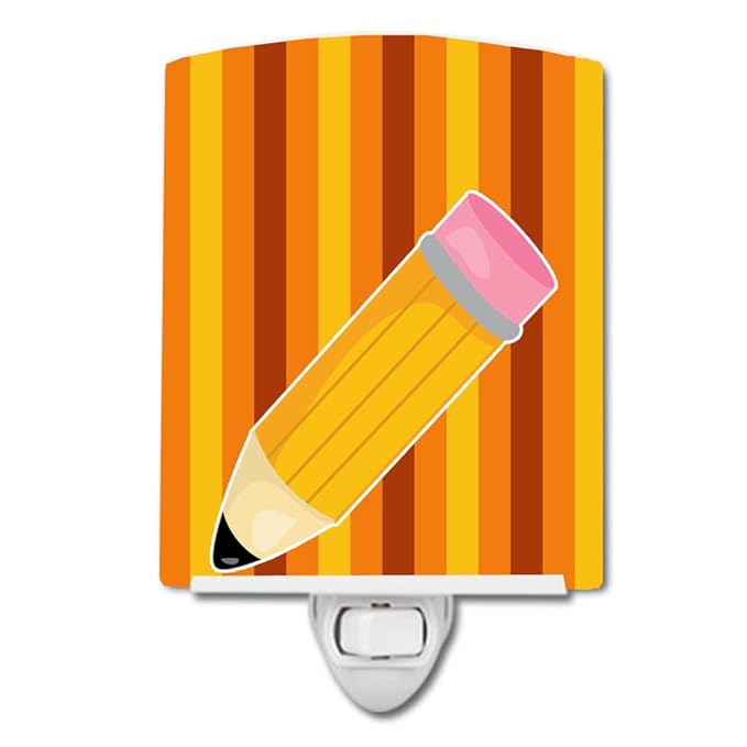Caroline's Treasures BB8869CNL Back to School Pencil Ceramic Night Light Compact, UL-Certified, Ideal for Bedroom, Bathroom, Nursery, Hallway, Kitchen, 6x4x3, Multicolor