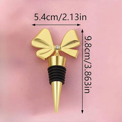 3 Pack Bowknot Wine Bottle Stoppers, Holiday Decor - zinc alloy Decorative Wine Stoppers - Wine Gift for Hostess - Cute Wine and Beverage Corker Bottle Sealers Women's Day gifts