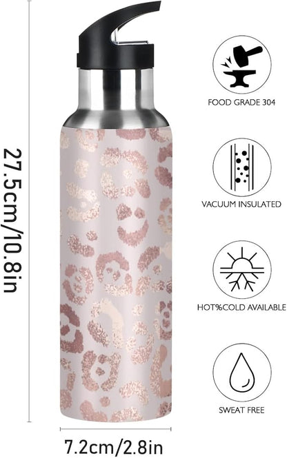 MNSRUU Insulated Water Bottle with Straw, Rainbow and Unicorns Stainless Steel Flasks for Sports Cycling Hiking School