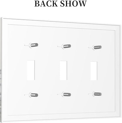 Vintage Grey Floral Herbs Wild Flowers Botanical 3 Gang Boho Light Switch Covers Decorative Country Unique Triple Toggle Wall Plate Electrical Faceplate Switchplate for Bathroom Bedroom