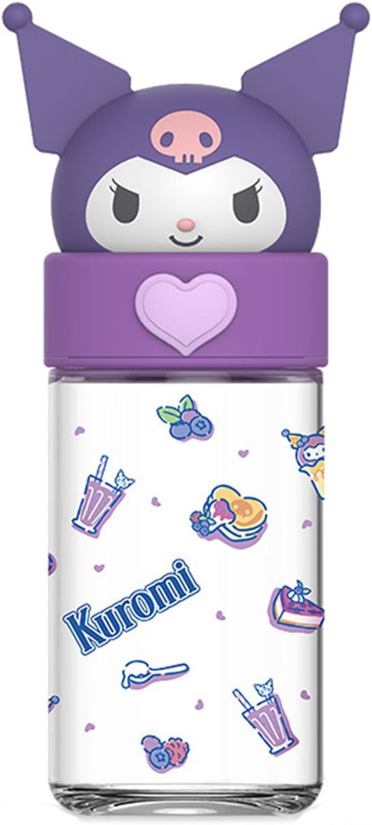 360ML/12.2OZ Cute Glass Water Bottle, Cute Portable Sports Leakproof Water Cup, Cute Glass Water Bottle for School, Camping,Traveling,Office,Car,Girls(Purple)