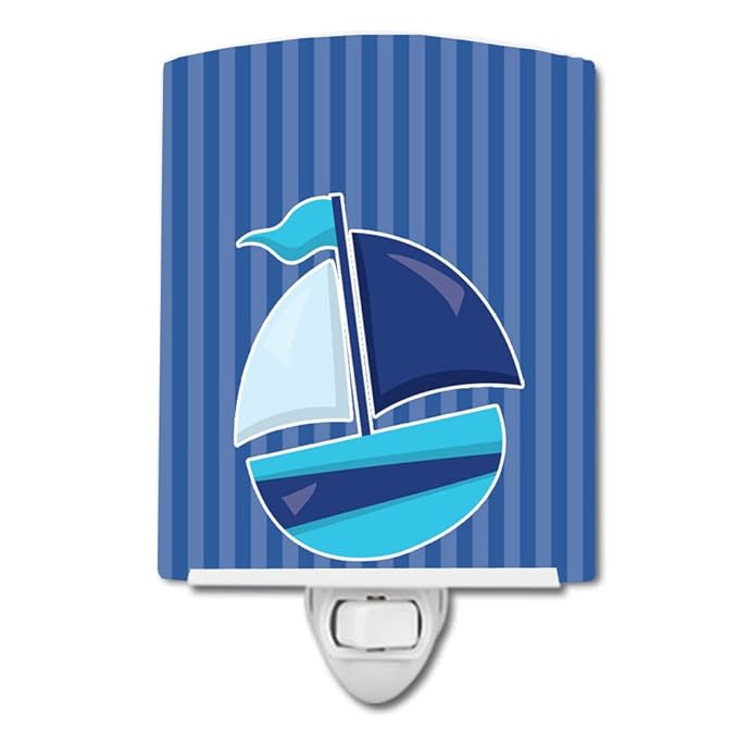 Caroline's Treasures BB8883CNL Nautical Sailboat #2 Ceramic Night Light Compact, UL-Certified, Ideal for Bedroom, Bathroom, Nursery, Hallway, Kitchen, 6x4x3, Multicolor
