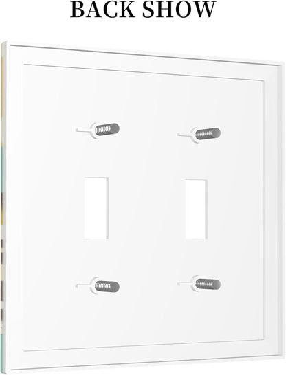 Modern Camouflage Art Double Toggle Light Switch Covers 2 Gang Wall Plate Dual Decorative Switchplate Electrical Faceplate for Bathroom Country Kitchen Bedroom Decor, 4.9" x 5"