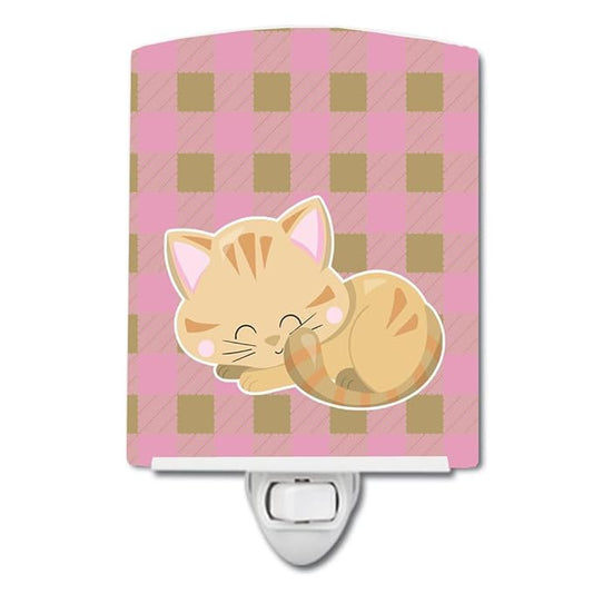 Caroline's Treasures BB6880CNL Kitten Sleeping Ceramic Night Light Compact, UL-Certified, Ideal for Bedroom, Bathroom, Nursery, Hallway, Kitchen, 6x4x3, Multicolor