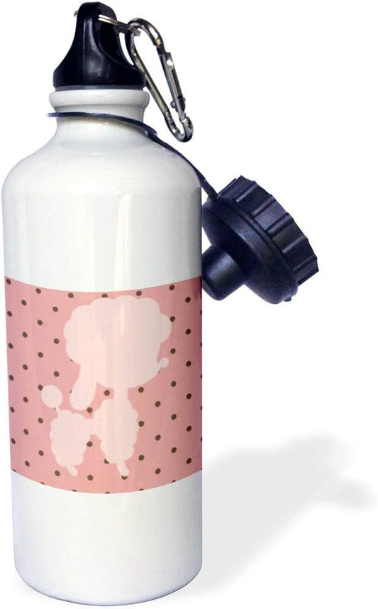 3dRose Pink Poodle with Raspberry and Chocolate Chips-Sports Water Bottle, 21oz , 21 oz, Multicolor