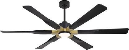68 Inch Ceiling Fan with Lights and Remote Control, 6 Reversible ABS Blades, 6-Speed Noiseless DC Motor with 4.5" / 12" / 24" Downrods for Bedroom Dining Living Room, Gold and Black