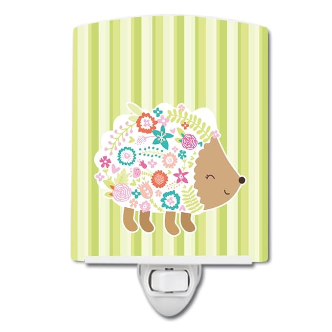 Caroline's Treasures BB6935CNL Flowered Hedgehog Ceramic Night Light Compact, UL-Certified, Ideal for Bedroom, Bathroom, Nursery, Hallway, Kitchen, 6x4x3, Multicolor