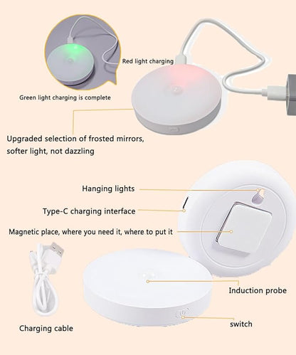 Magnetic Night Light, New Upgraded Frosted, Human Body Sensor Light, Three-Colour Infinitely Dimmable Ideal for Bedroom, Bathroom, Nurserie, Corridor, Kitchen, Wardrobe-2 Pack