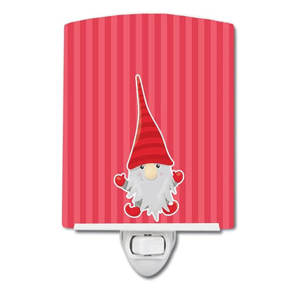Caroline's Treasures BB8782CNL Christmas Gnome Happy Ceramic Night Light Compact, UL-Certified, Ideal for Bedroom, Bathroom, Nursery, Hallway, Kitchen, 6x4x3, Multicolor