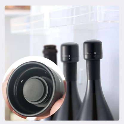 6PCS Wine Bottle Stoppers,4PCS wine stoppers+2PCS champagne stoppers，Wine Preserver, Wine Accessories, Black Silicone Small Wine Bottle Stoppers Corks