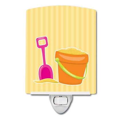 Caroline's Treasures BB8658CNL Beach Baby Girl Bucket of Sand Ceramic Night Light Compact, UL-Certified, Ideal for Bedroom, Bathroom, Nursery, Hallway, Kitchen, 6x4x3, Multicolor