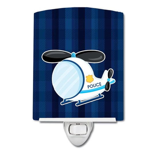 Caroline's Treasures BB7008CNL Police Helicopter Ceramic Night Light Compact, UL-Certified, Ideal for Bedroom, Bathroom, Nursery, Hallway, Kitchen, 6x4x3, Multicolor