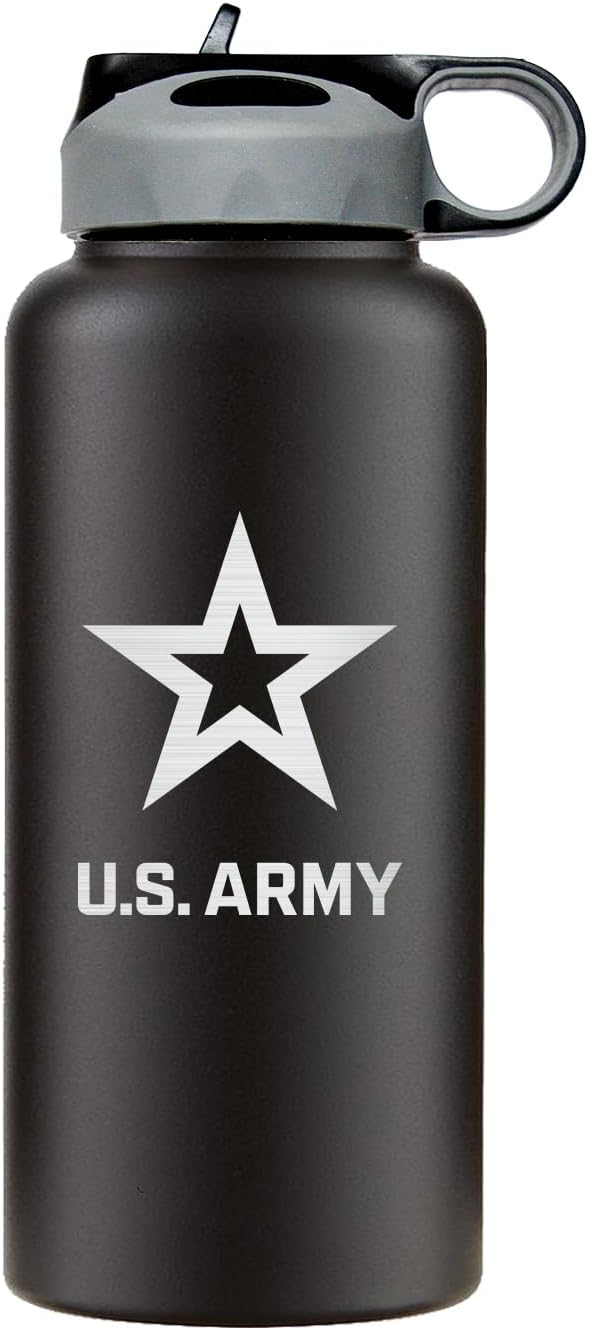 32oz Army Stainless Steel Insulated Water Bottle with Engraved US Army Logo - Army Gifts for Veterans | Disabled USMC Vet Owned SMALL Business