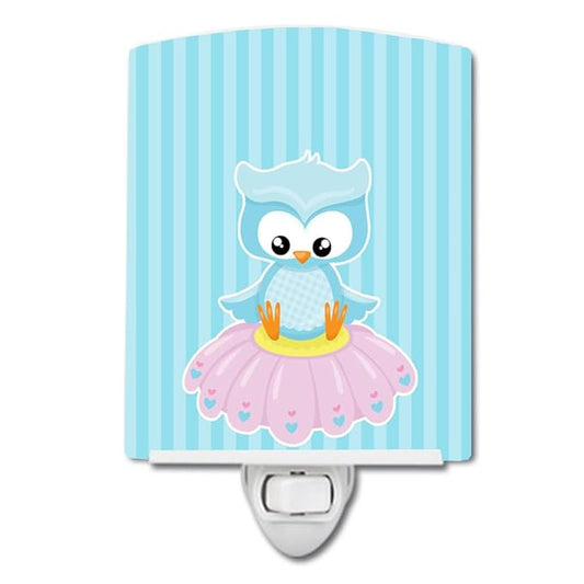 Caroline's Treasures BB9046CNL Girl Bird on Blue Ceramic Night Light Compact, UL-Certified, Ideal for Bedroom, Bathroom, Nursery, Hallway, Kitchen, 6x4x3, Multicolor