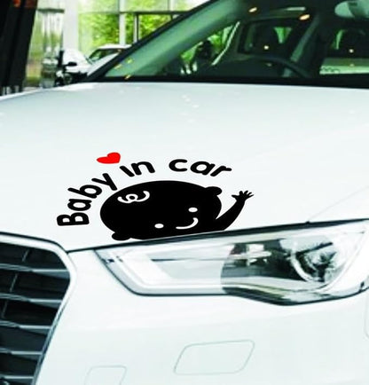 【Baby in Car 】Stickers for Car & 【Baby on Board 】Decals for Cars, Baby Safety Car Signs, Funny Baby Car Stickers (4Pcs Black)