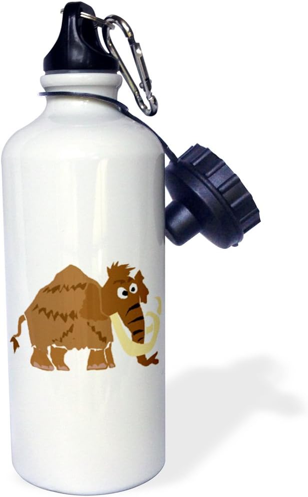 3dRose Funny Woolly Mammoth Primitive Art Design-Sports Water Bottle, 21oz , 21 oz, Multicolor