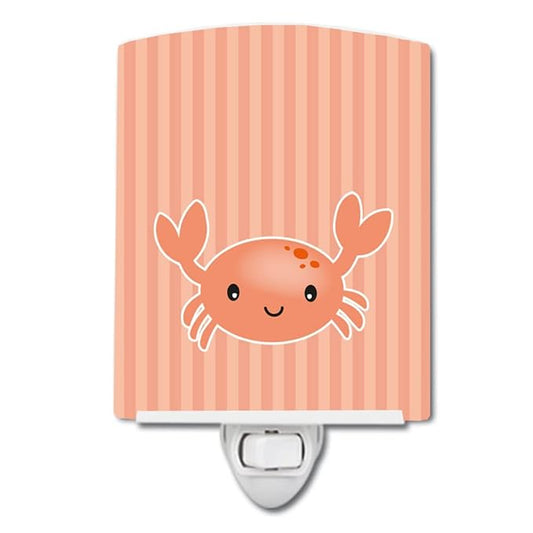 Caroline's Treasures BB7121CNL Crab Ceramic Night Light Compact, UL-Certified, Ideal for Bedroom, Bathroom, Nursery, Hallway, Kitchen, 6x4x3, Multicolor