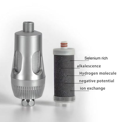 Microelement Hydrogen Water Filter, Alkaline Mineral Drinking Water, Kitchen Filtration, Shower Water Filter, Remove Chlorine and Impurity, Filter Replaceable, for Household Hotel (Silver Color)