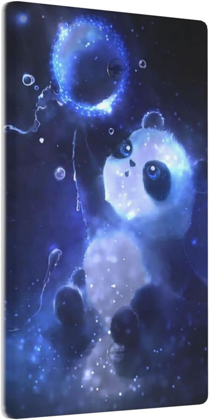Cute Baby Panda Light Switch Cover Wall Plate Decorative 1 Gang Single Blank No Device Covers Blue for Farmhouses Kitchens Playrooms Bedrooms 2.76 x 4.5 in