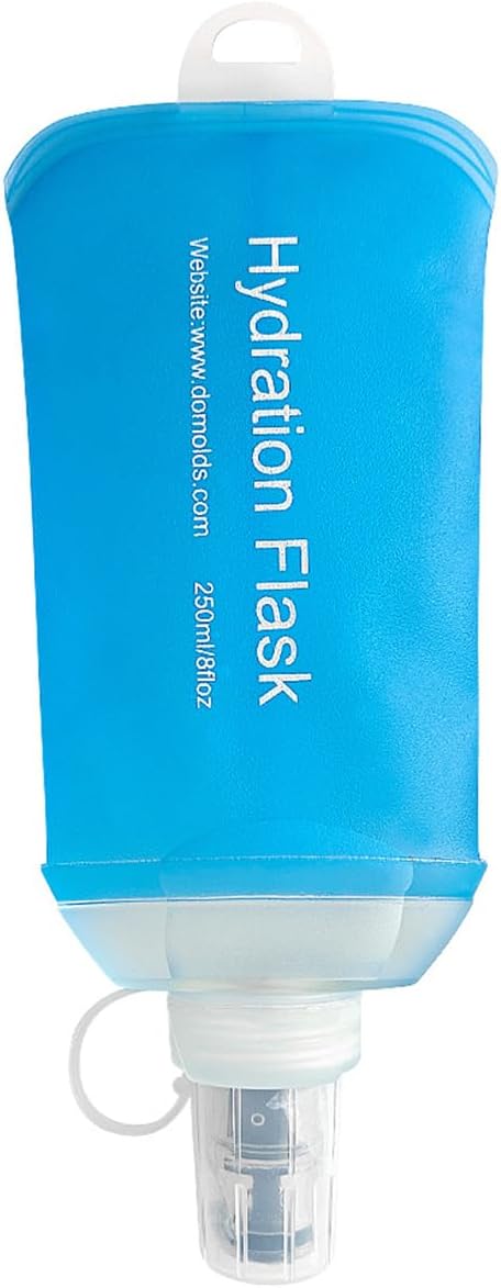 Blue Soft Flask, TPU Foldable Running Hydration Flask, for Hydration Packs/Running Vests-Running, Hiking, Cycling Folding Bottle-8.5 oz (250 ml)