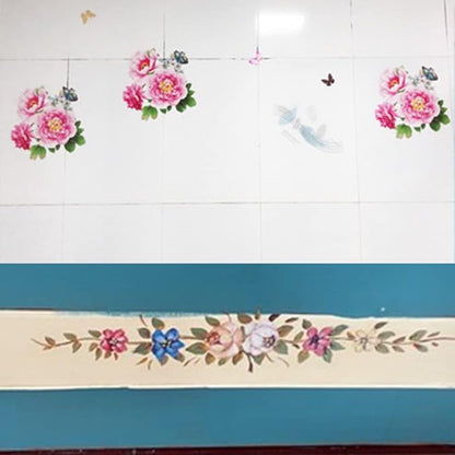 2 Sheet Lotus Flower Sticker Watercolor Flowers Wall Decals Floral Wall Stickers for Smooth Surface, Bathroom, Living Room, Bedroom and Girls Room