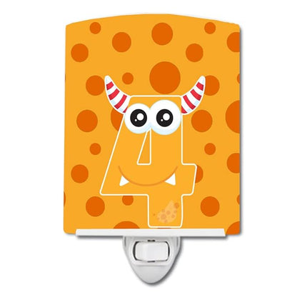 Caroline's Treasures BB8854CNL Monster Month 4 Ceramic Night Light Compact, UL-Certified, Ideal for Bedroom, Bathroom, Nursery, Hallway, Kitchen, 6x4x3, Multicolor