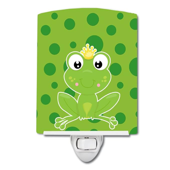 Caroline's Treasures BB8990CNL Frog Prince #3 Ceramic Night Light Compact, UL-Certified, Ideal for Bedroom, Bathroom, Nursery, Hallway, Kitchen, 6x4x3, Multicolor