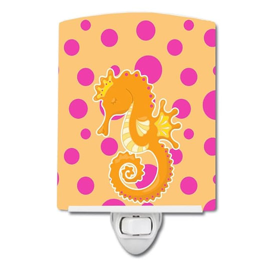 Caroline's Treasures BB8835CNL Beach Seahorse Ceramic Night Light Compact, UL-Certified, Ideal for Bedroom, Bathroom, Nursery, Hallway, Kitchen, 6x4x3, Multicolor