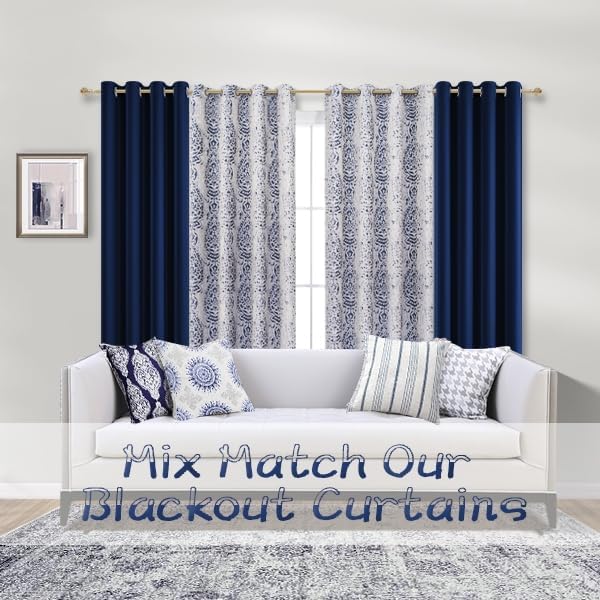 72 Inch Length Navy Blue Curtains for Bedroom 2 Panels Kids Blackout Thermal Insulated Grommet Drapes for Living Room Toddler Boys Decor 72 Inches Long