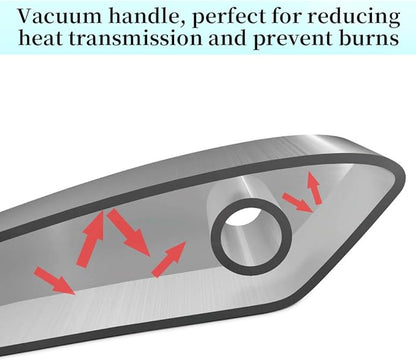 Newness Slotted Spoon, [Rustproof, Integral Forming, Durable] 304 Stainless Steel Widen Skimmer with Vacuum Ergonomic Handle, Comfortable Grip Design Strainer Ladle for Kitchen, 16.93 Inches